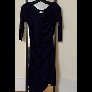 Karen Millen purple asymmetrical ruched dress